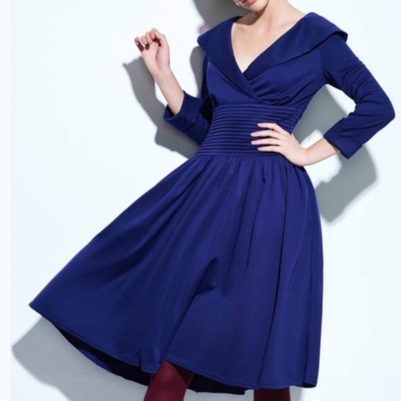 Dresses & Skirts - Vintage Style Collared Blue Rockabilly PinUp Dress